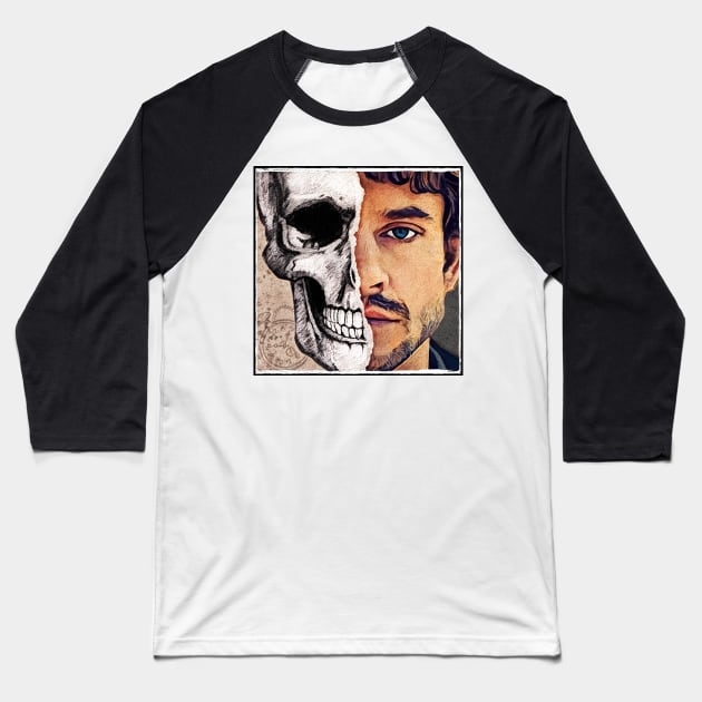 Will Graham - Vintage Half Skull Mask Baseball T-Shirt by OrionLodubyal